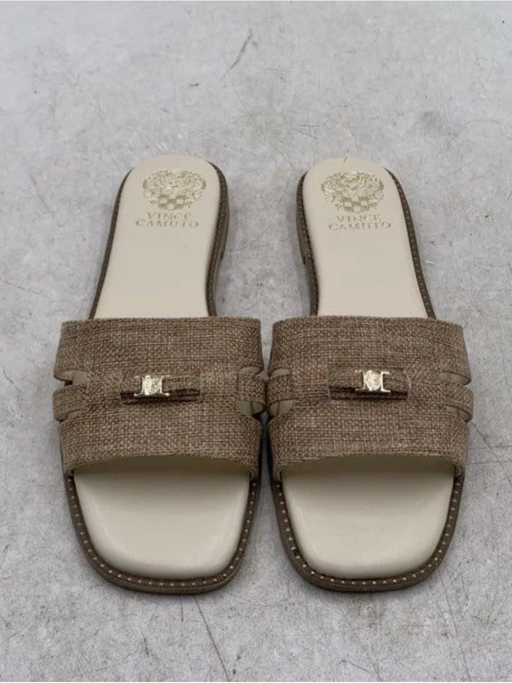 Vince Canuto Beige Brown Slide Sandals nwot - Picture 2 of 9